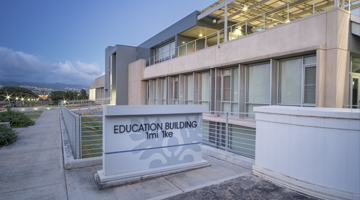 Leeward CC Education Building at dusk