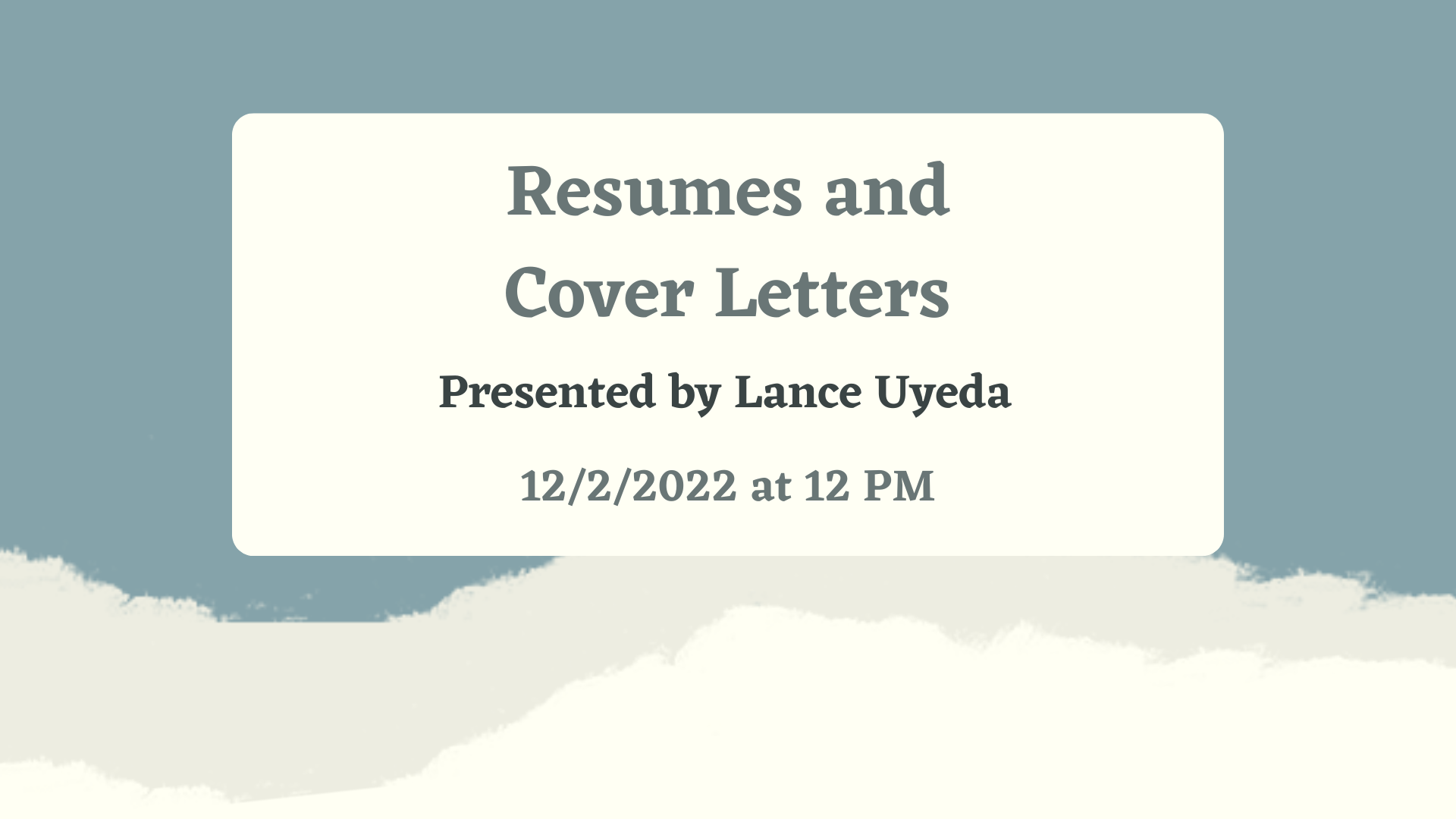 Resumes and cover letters - presented by Lance Uyeda